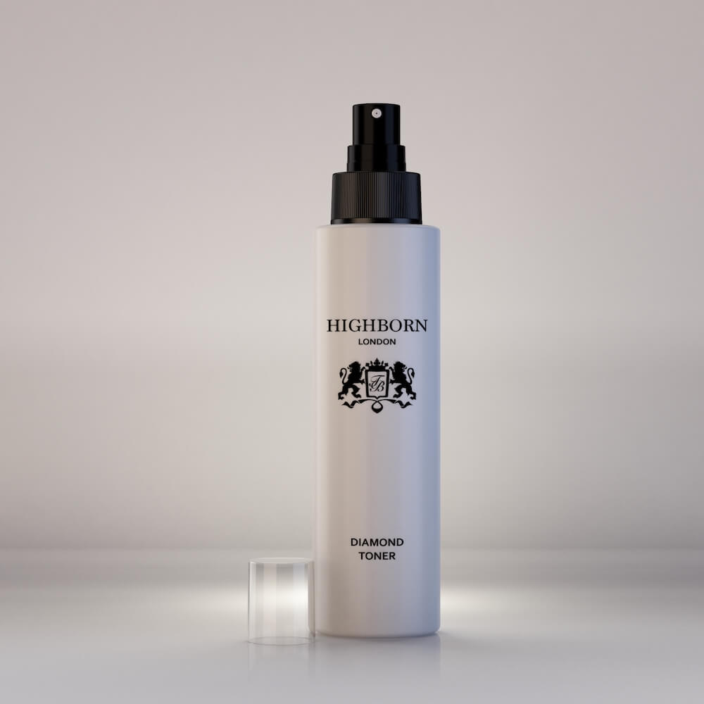 Highborn London Diamond Toner bottle on a grey background