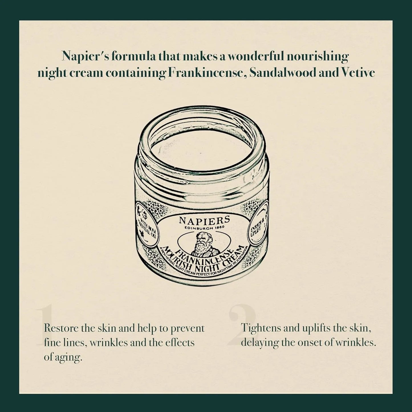 Napiers The Herbalists Frankincense Nourish Night Cream - 60ml infographic 2 sandalwood and vetive