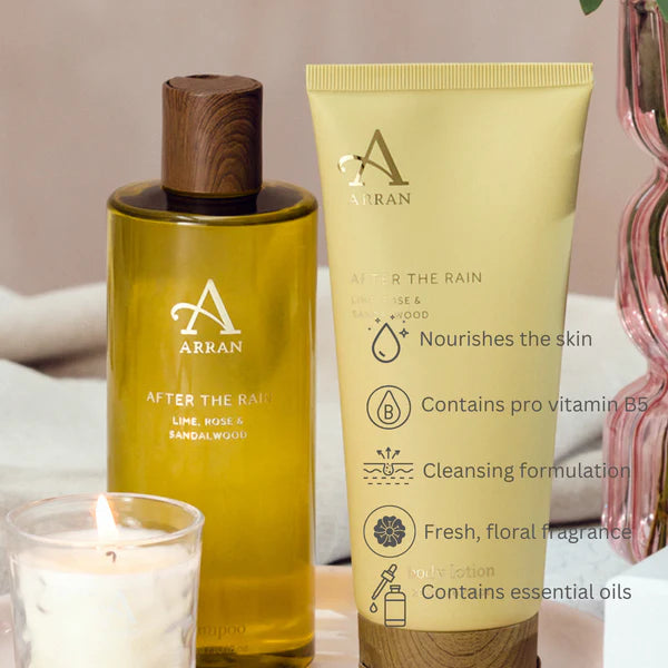 After the Rain Bath & Shower Gel - 300ml list of features including nourishing the skin