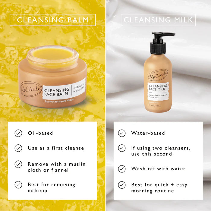 UpCircle Beauty Cleansing Face Balm with Vitamin E versus cleansing milk