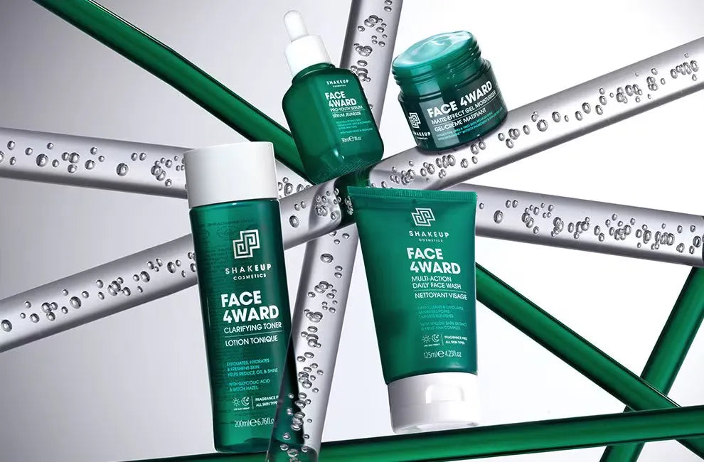 Face4ward products on glass poles set
