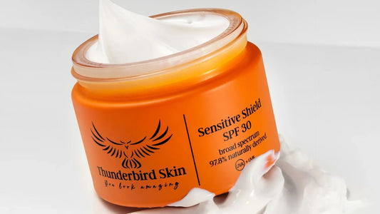 Image of new Thunderbird Skin Sensitive Shield with lid off and swatch