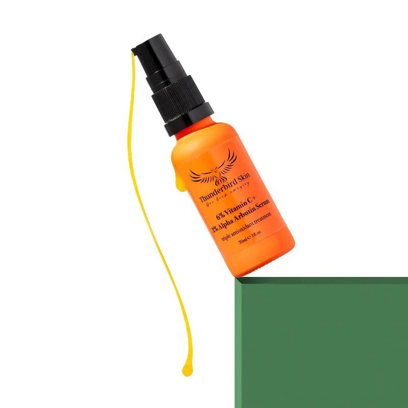 6% Vitamin C + 2% Alpha Arbutin Serum - 30ml lifestyle shot with swatch
