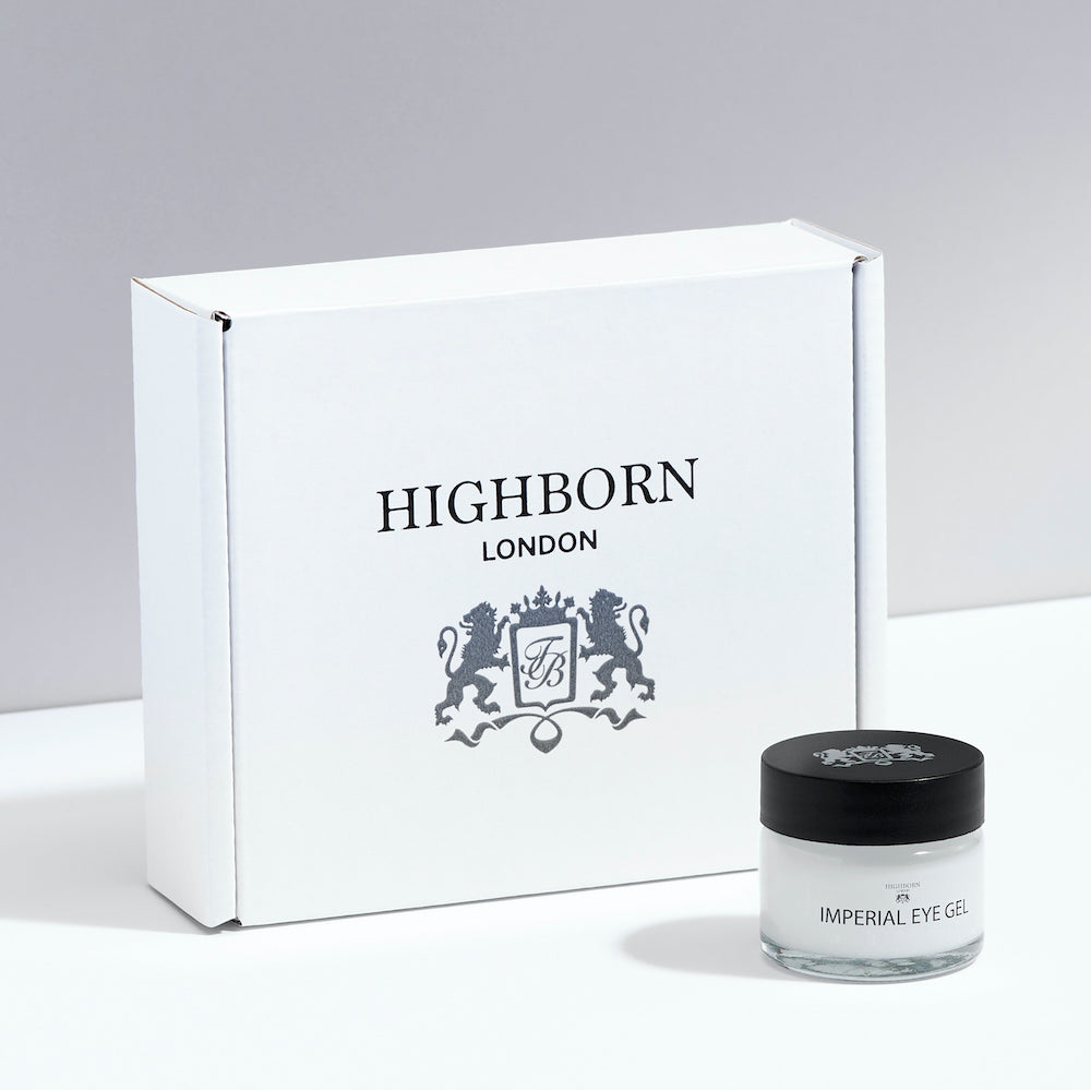Highborn London Imperial Eye Gel with packaging on a light gray background