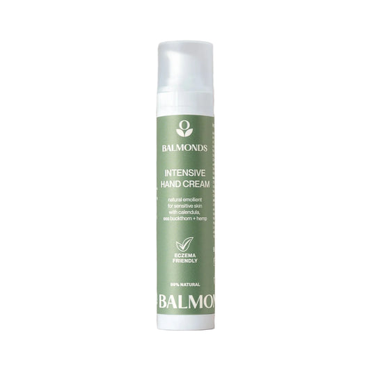 Balmoids Intensive Hand Cream on a beige background