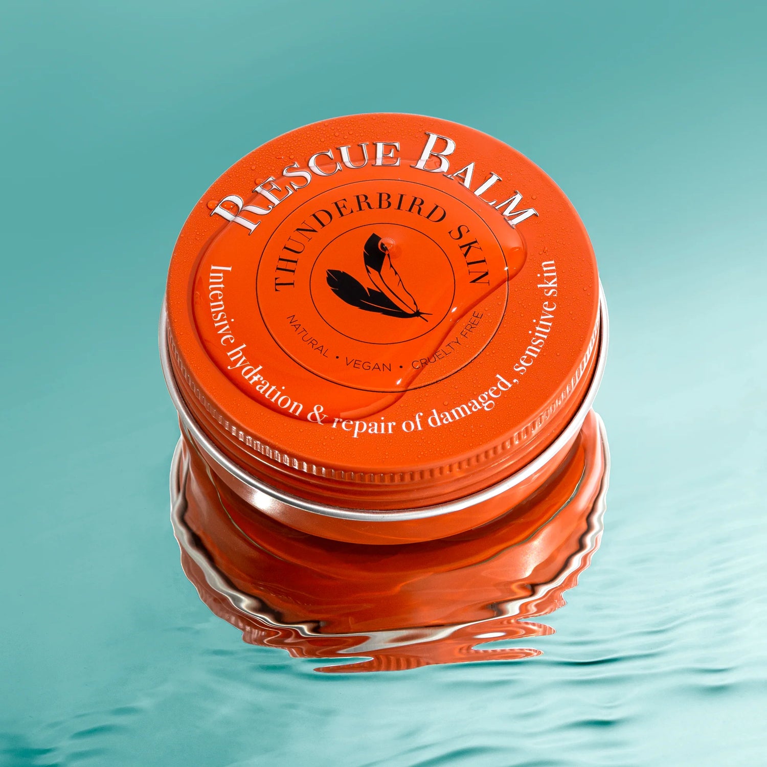 Rescue Balm on mirror with water over it