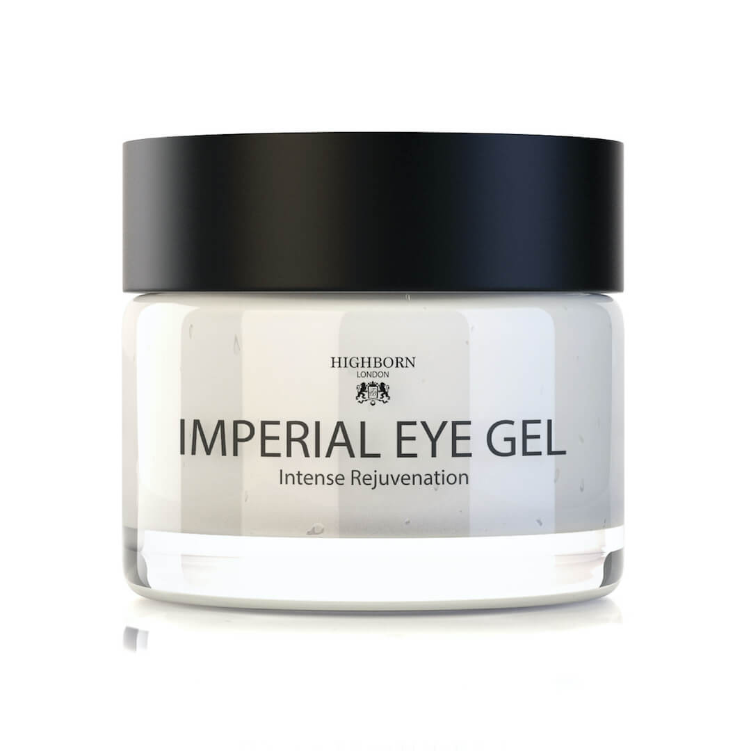 Jar of Imperial Eye Gel with black lid on a white background