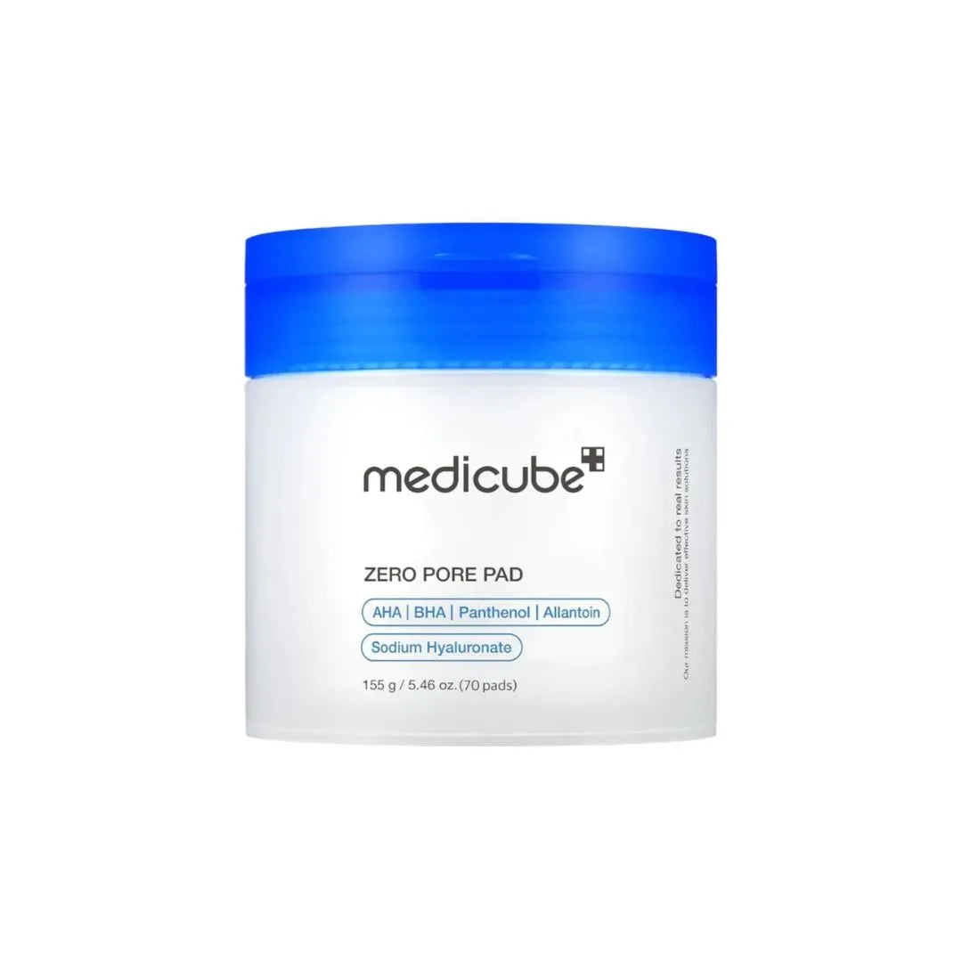 Medicube Zero Pore Pad container with blue lid on a white background