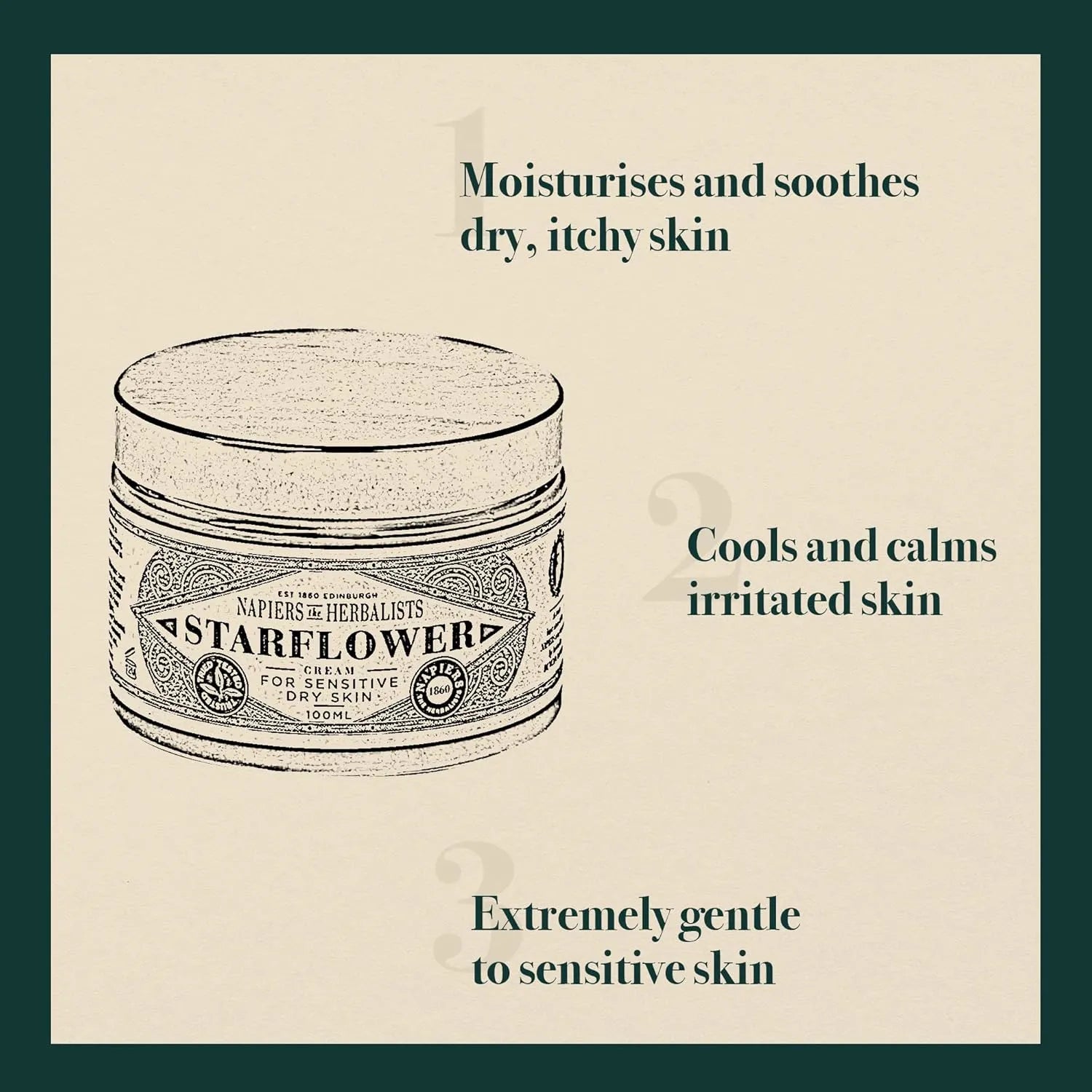 Napiers The Herbalists Starflower Dry Skin Cream - 100ml infographic 2 soothes itchy skin