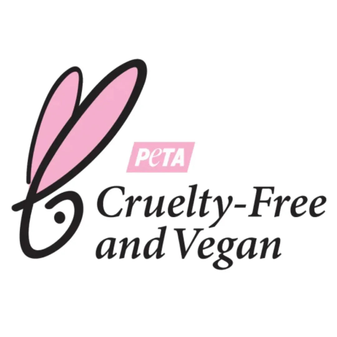 PETA logo with pink bunny ears and 'Cruelty-Free and Vegan' text on a white background