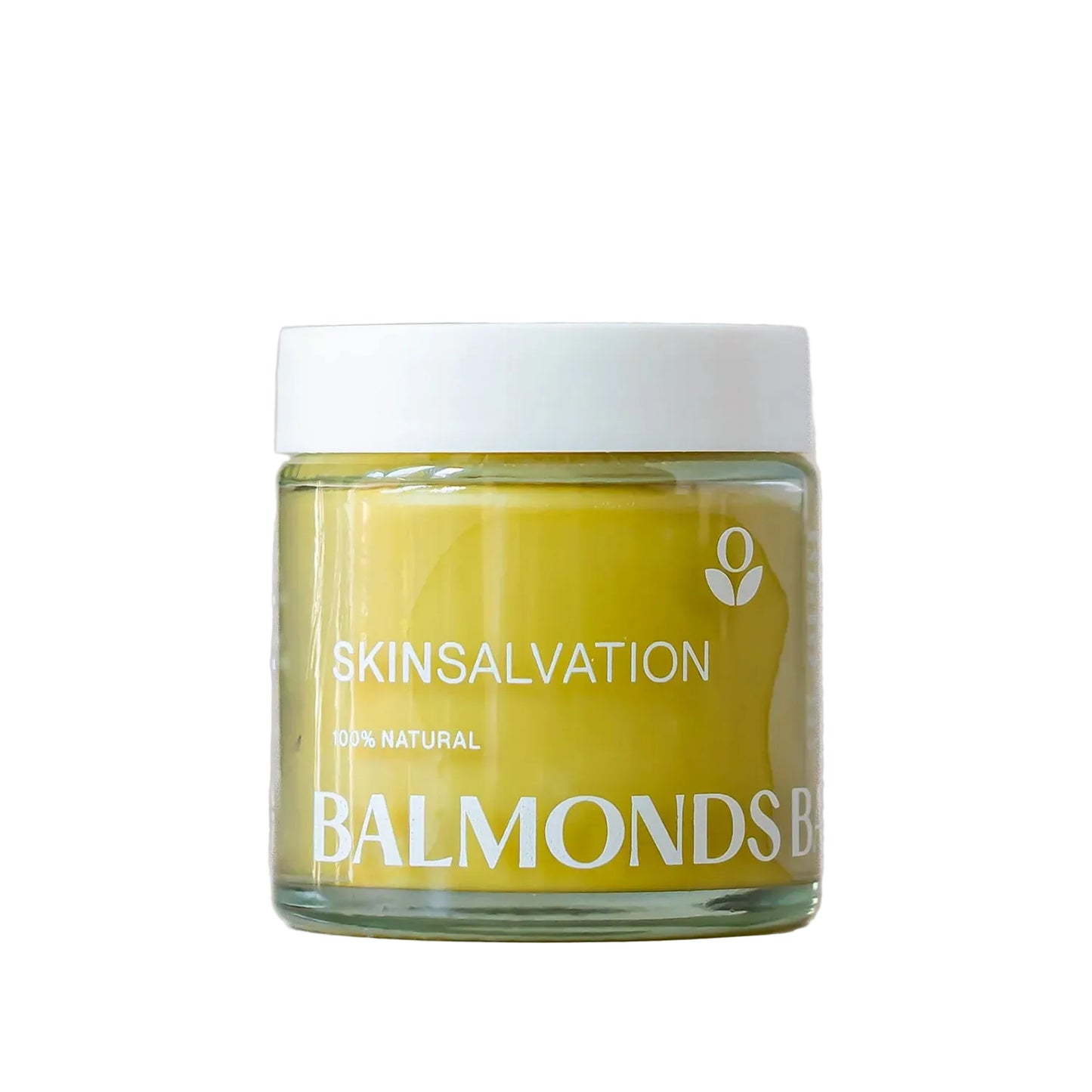 Jar of Skinsalvation Balmonds cream on a light background