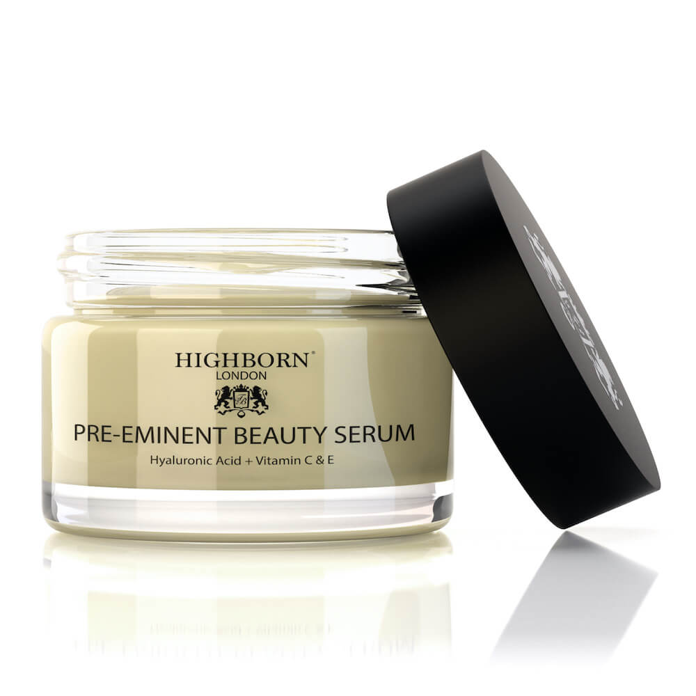Highborn London Pre-Eminent Beauty Serum jar with black lid on a white background