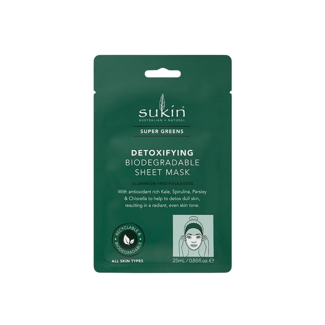 SukinSuperGreensDetoxifyingBiodegradableSheetMaskSachet