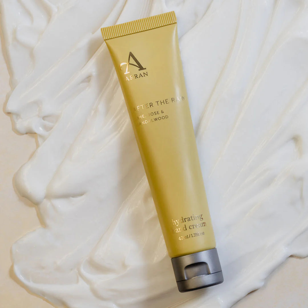 After the Rain Hydrating Hand Cream - 40ml lifestyle shot of product with swatch